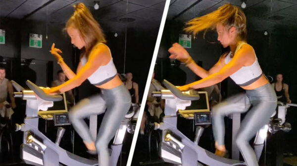 Deze instructrice gaat misschien nét iets teveel op in haar spinningles