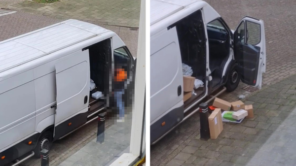 Ongeschikte PostNL-bezorger in Barendrecht pist tegen zijn bus en smijt met pakketten