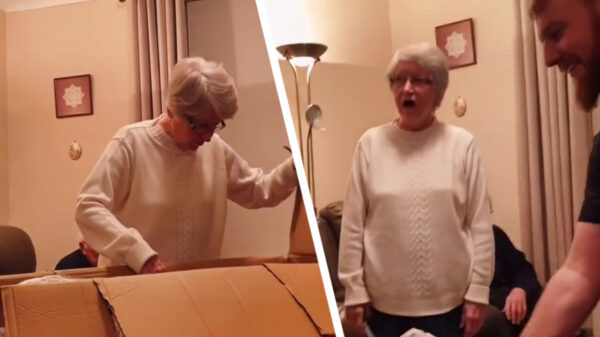 Oma leek niet zo blij met haar cadeautje te zijn