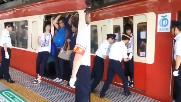 Past precies: Chinese gast wordt netjes in de metro.zip gepropt