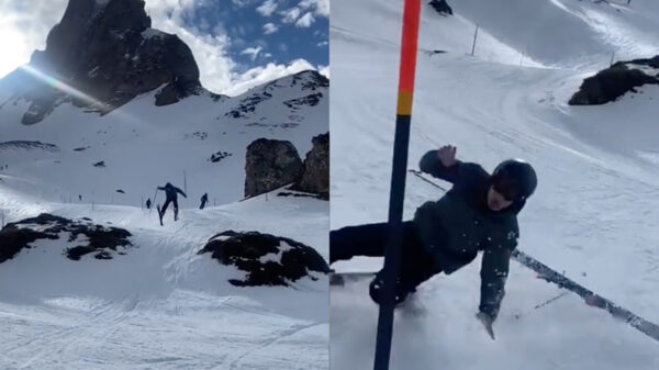 Was 'ie bijna op de EHBO beland na zijn eerste dappere skisprong