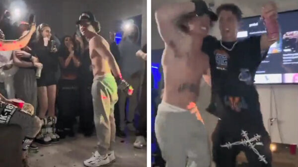 Met dank aan de gladde vloer heeft dit feestbeest een pijnlijke aftocht