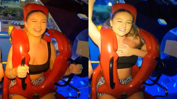 Eén van deze twee heeft het duidelijk niet naar z'n zin in de slingshot