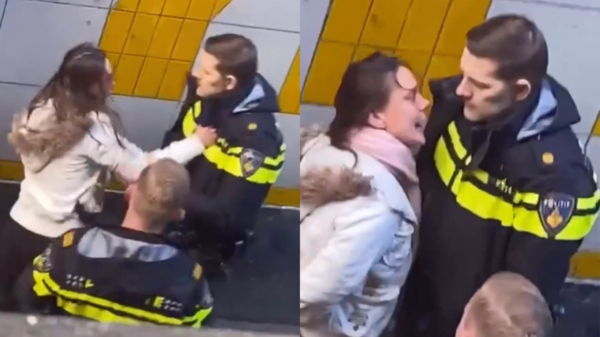 Bloedlinke vrouw test het geduld van een politieagent in Den Haag