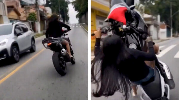 Stoere tante wil bewijzen dat ze net als de boys ook gewoon een wheelie kan