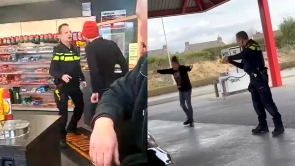 Klanten van een tankstation in Someren amuseren zich prima met arrestatie