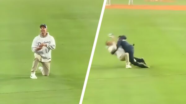 Man die vriendin aanzoek doet wordt snoeihard gevloerd door ijverige beveiliger