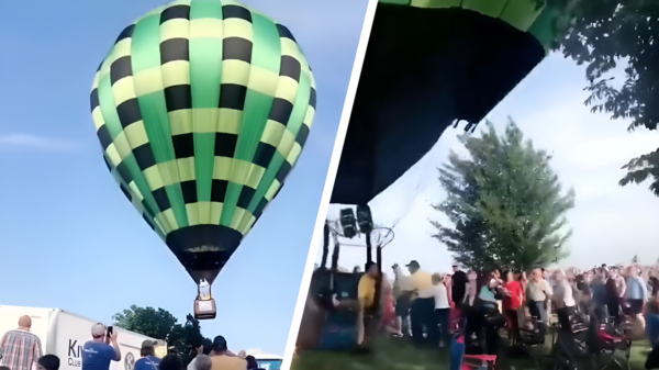Gezellige picknick bruut verstoord door idioot in luchtballon