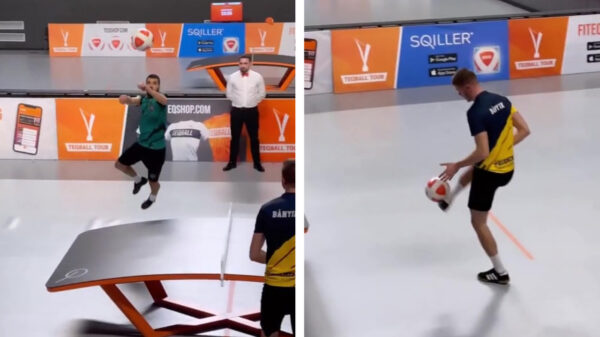 Teqball is de perfecte combinatie tussen voetvolley en tafeltennis