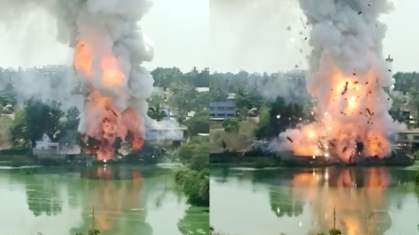 Vuurwerkfabriek in India klapt uit elkaar nadat er brand is ontstaan