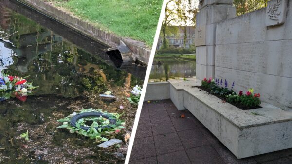Triest: herdenkingskransen in Rijswijk vernield en in het water gegooid