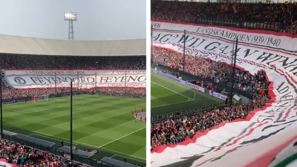 Terugkijken: krankzinnig groot spandoek Feyenoord breekt alle Eredivisie-records