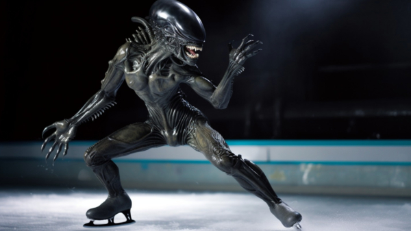 Heb je ooit al eens een hele kudde aliens zien schaatsen?