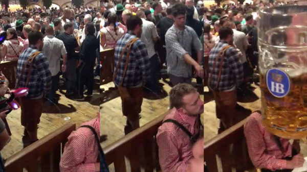 Argeloze Duitser wordt getrakteerd op een gratis 'bierdouche'