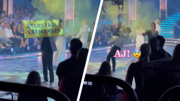 Cameraman schakelt klimaatactivist tijdens live programma uit met een camerakraan