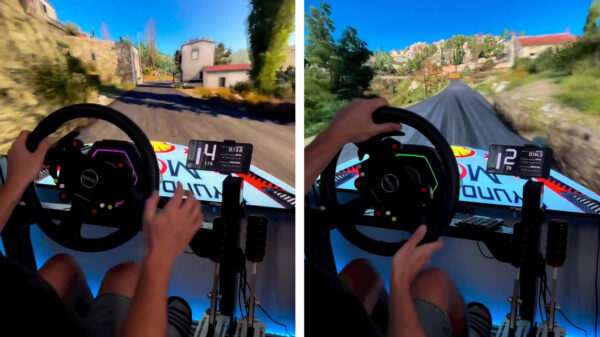 Zo, die is goed in de racesimulator