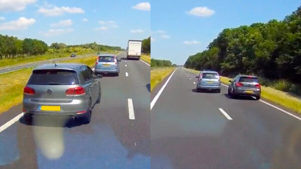 Tokkie in Volkswagen Golf heeft ont-zet-tend veel haast in Zeewolde en slingert over de weg