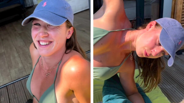 Arme Suzanne Schulting, het is op haar vakantieadres veel te warm voor sportkleding