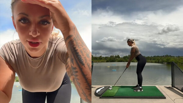 Leah Misfud staat vandaag op de baan om aan haar golfswing te werken