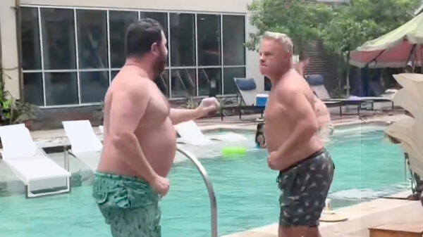 Ordinaire knokpartij tussen twee middelbare topatleten bij een zwembad