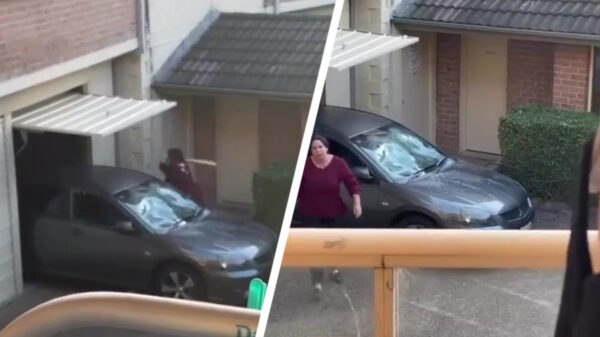 Australische vrouw sloopt auto van de buurman met een knuppel