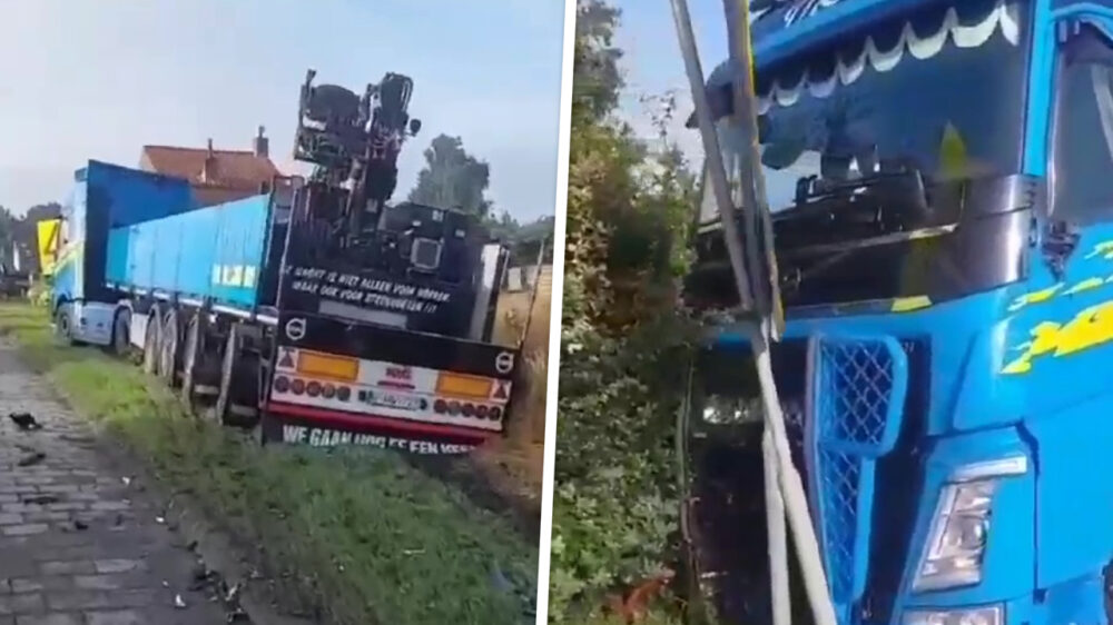 Belgische vrachtwagenbestuurder valt in slaap en ramt geparkeerde auto