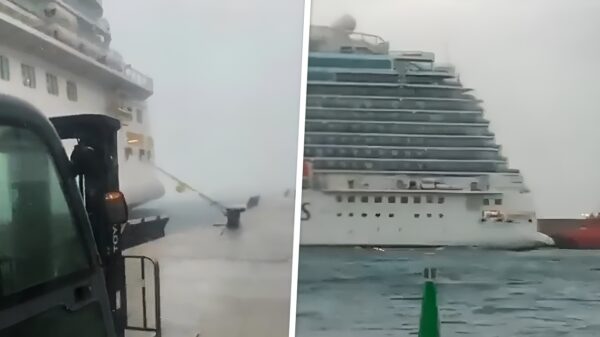 Losgeslagen cruiseschip knalt dankzij storm op Mallorca tegen vrachtschip