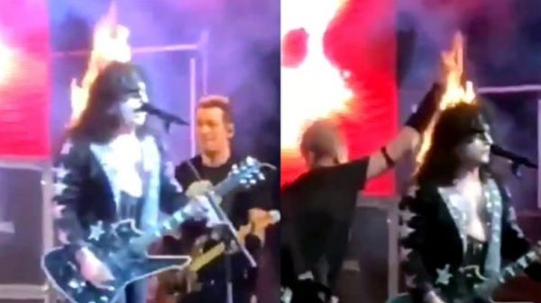 Zanger geeft zero f*cks als zijn haar door vuurwerk in de fik vliegt