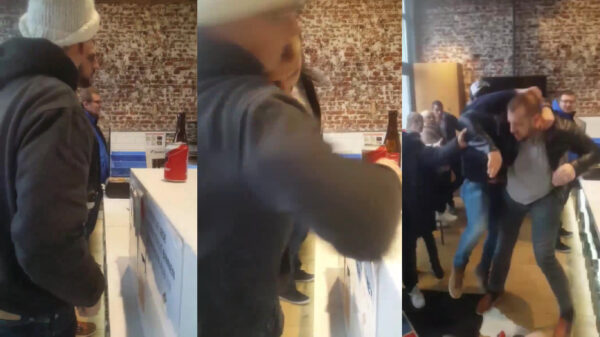 Agressieve Belg deelt mokerharde kopstoot uit in een Domino's
