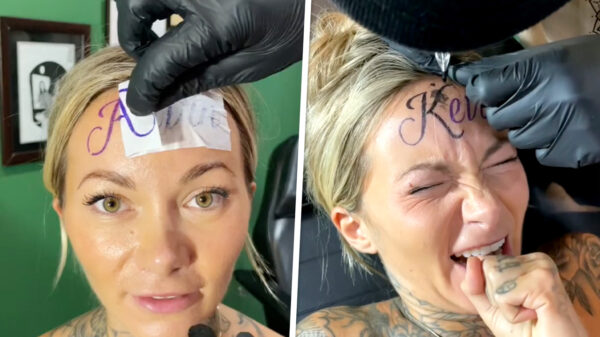Ana Stanskovsky laat naam van haar vriend op d'r voorhoofd tatoeëren