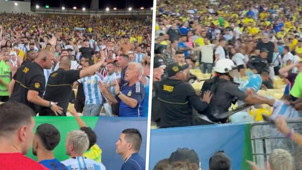 Politie grijpt keihard in bij rellen tijdens de wedstrijd Brazilië - Argentinië
