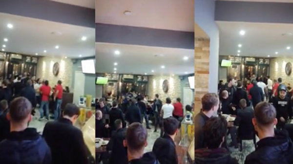 Gast wordt gevloerd door "friendly fire" tijdens ruzie in een pizzatent