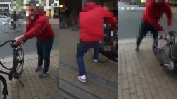 Bloedkookvideo uit Nederland: Kansloze vandaal sloopt fietswielen
