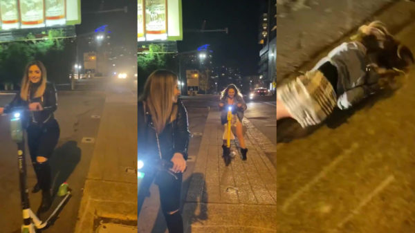 Elektrische step blijkt te ingewikkeld voor ietwat beschonken dame