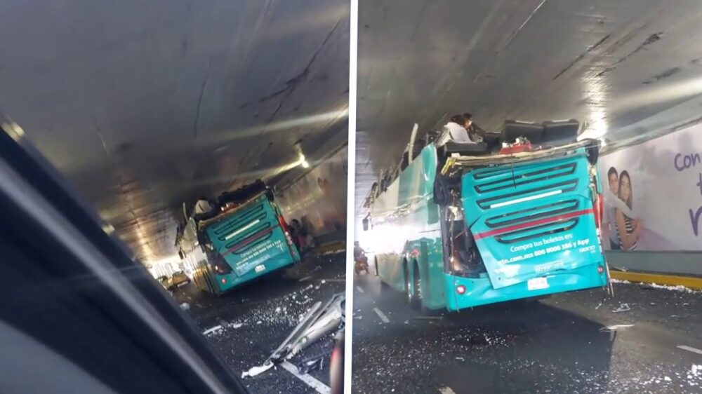 Minstens 14 gewonden nadat dubbeldekker zich onder viaduct vastrijdt in Mexico