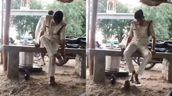 Straalbezopen politieagent heeft een irritant steentje in zijn schoen