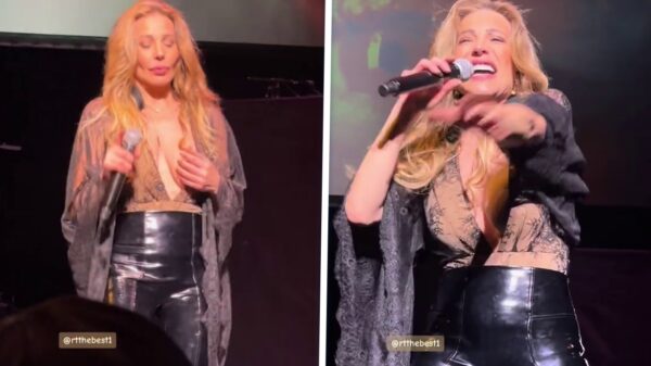 Zangeres Taylor Dayne heeft tijdens haar optreden wel érg veel vertrouwen in haar outfit