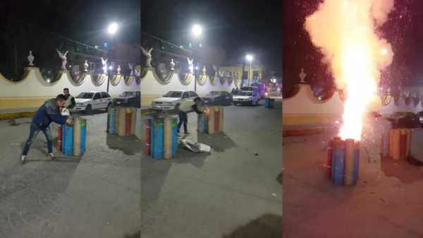 Mexicaanse vuurwerkshow op straat gaat niet geheel zoals gepland