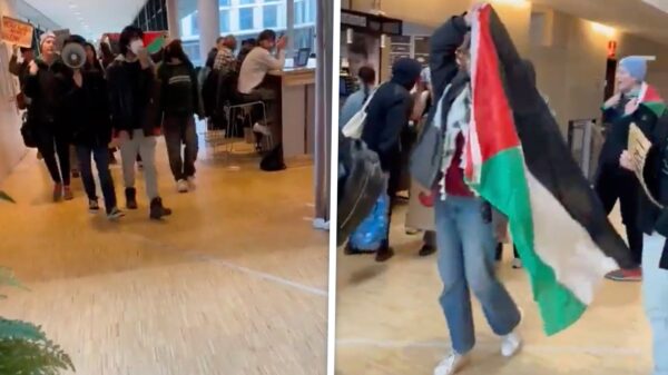 Studenten houden pro-Palestinademonstratie op het UVA Sciencepark in Amsterdam