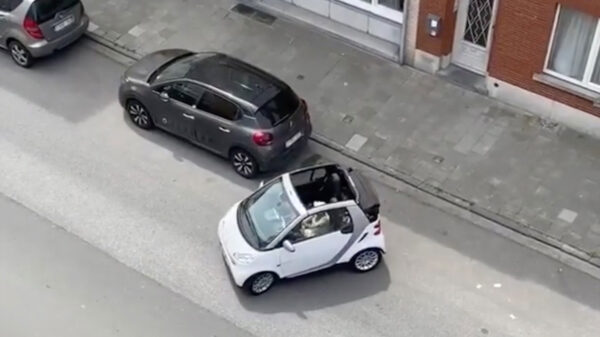 Fransoos heeft behoorlijk veel moeite om zijn gigantische Smart Fortwo te parkeren