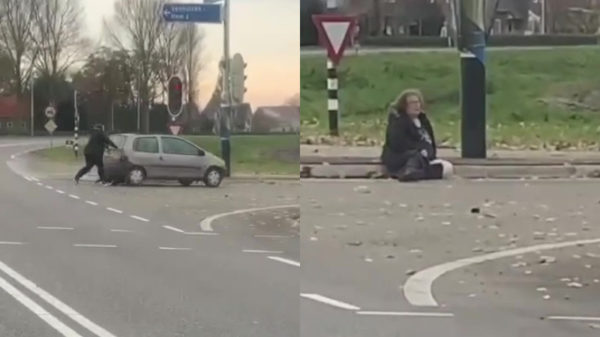 Zelfs een auto duwen blijkt voor sommige vrouwen nog veel te moeilijk