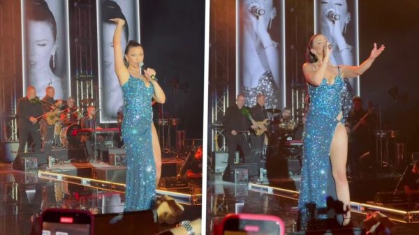 Milica Pavlović steelt de show met een opvallende jurk tijdens haar optreden