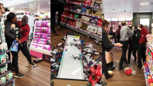 Vrouw wordt een drogisterij uitgegooid en neemt de halve winkelinhoud met zich mee