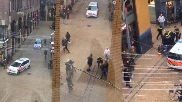 Scooterrijder in Herestraat Groningen tussen het winkelende publiek aangehouden en gearresteerd