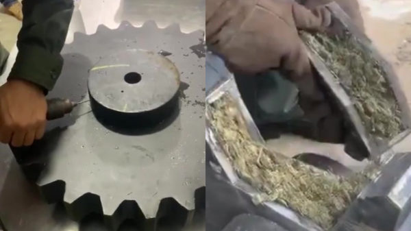Enorm tandwiel blijkt prima verstopplek voor bizarre lading wiet