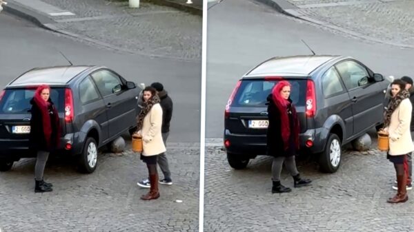 Lekker op z’n Belgisch: Vrouwen "parkeren" auto op betonnen paal in Maastricht