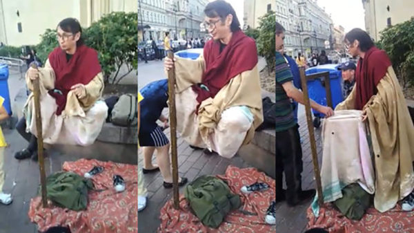 Droeftoeter wil weten hoe illusie in elkaar steekt en verpest act van straatartiest