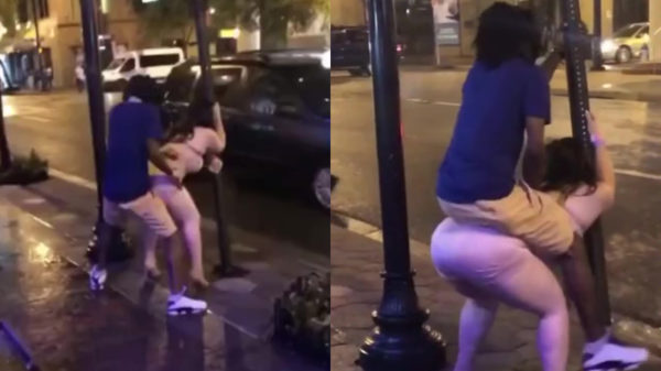 Daggerend stelletje gaat even los op straat