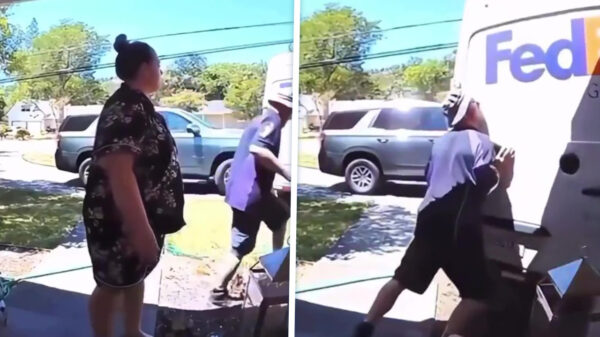 FedEx-bezorger is hardleers: Twee klappers bij het afleveren van één pakketje