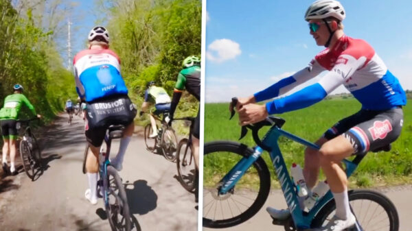 Tibor Del Grosso declasseert amateurs door op z'n achterwiel de Limburgse hellingen op te rijden